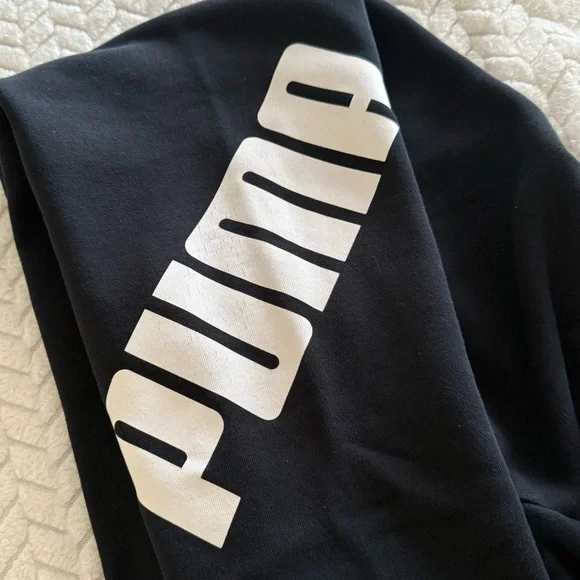 Puma Black Sweatpants with White Branding - Picture 6 of 8